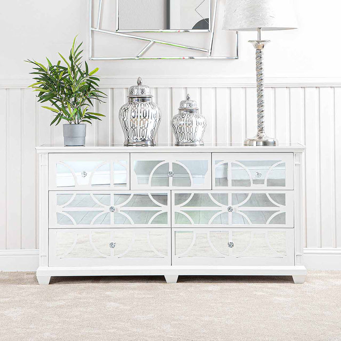 Torino White Wood 7 Drawer Chest Chest of Drawers CIMC 