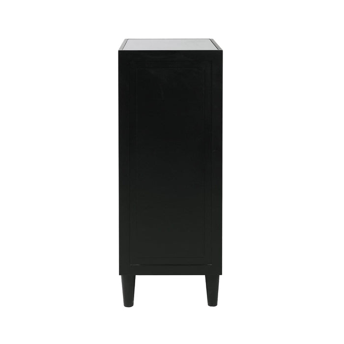 Elon 4 Drawer Tallboy Cabinet Black with SM Mirror Cabinet CIMC 