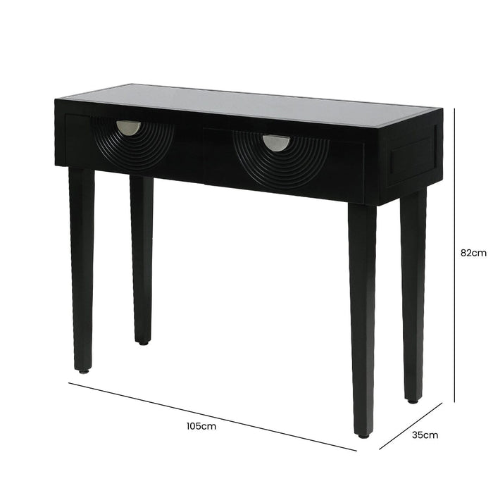 Elon 2 Drawer Console Table Black with SM Mirror Console Table CIMC 