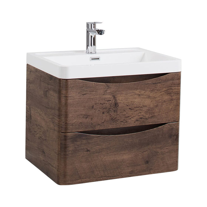 Bali Chestnut 600mm Wall Mounted Cabinet & Polymarble Basin Bathroom Furniture Vendor 116 