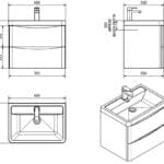 Bali Chestnut 600mm Wall Mounted Cabinet & Polymarble Basin Bathroom Furniture Vendor 116 