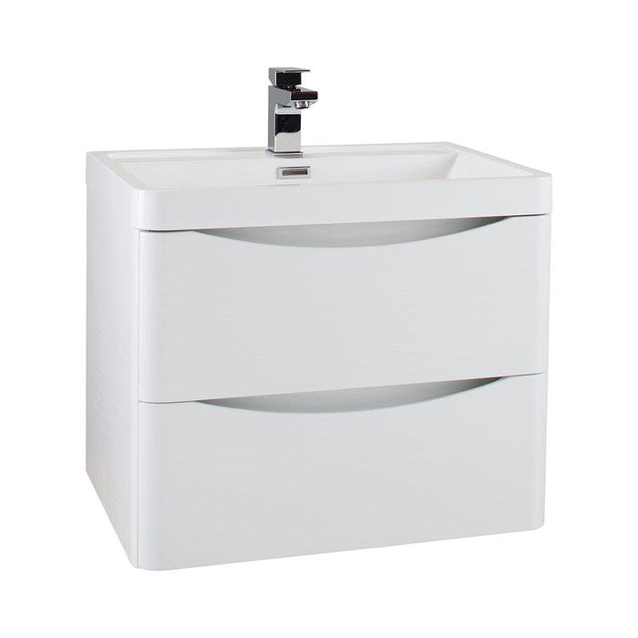 Bali White Ash 600mm Wall Mounted Cabinet & Polymarble Basin Bathroom Furniture Vendor 116 