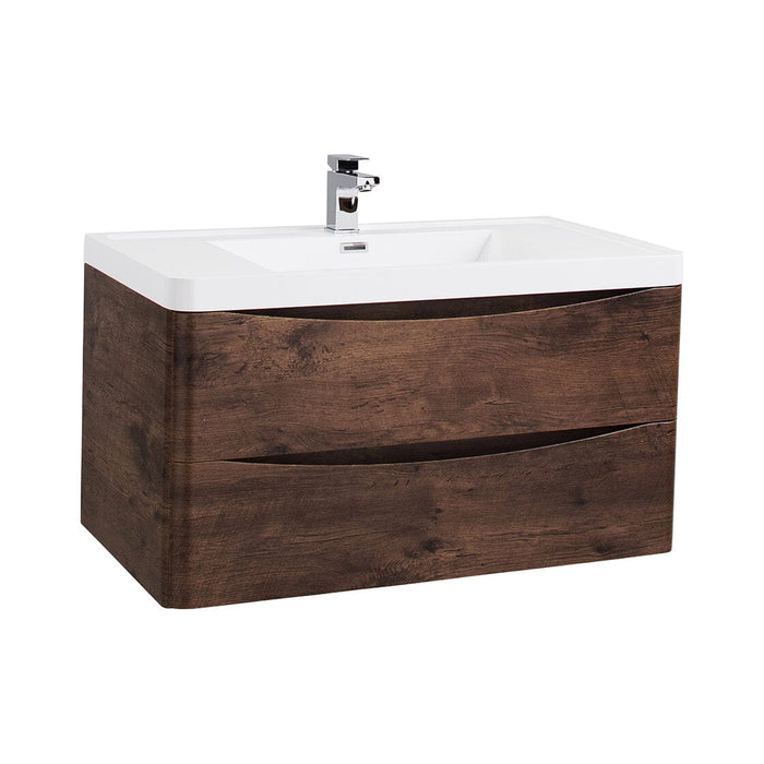 Bali Chestnut 900mm Wall Mounted Cabinet & Polymarble Basin Bathroom Furniture Vendor 116 