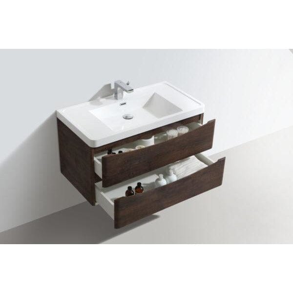 Bali Chestnut 900mm Wall Mounted Cabinet & Polymarble Basin Bathroom Furniture Vendor 116 