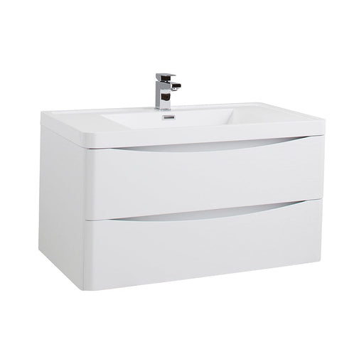 Bali White Ash 900mm Wall Mounted Cabinet & Polymarble Basin Bathroom Furniture Vendor 116 