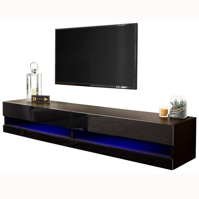 Galicia 180cm Wall Tv Unit With LED Black TV Unit GW 