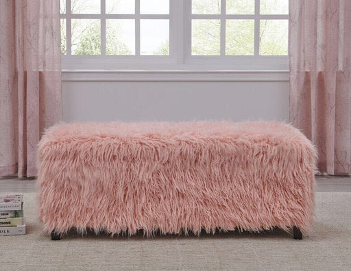 Heavy Shag Faux Sheepskin Ottoman-Pink Stools/Benches Derrys 