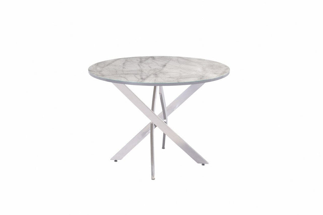 Alford 1.07mROUND DINING TABLE - GREY MARBLE (CHROME LEG) Dining Table supplier 120 