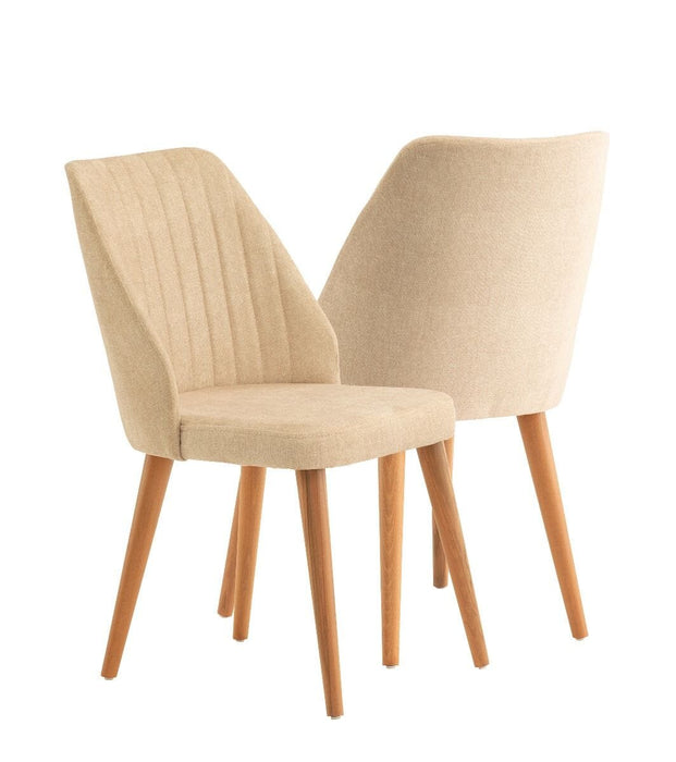 Hazal Chair - Beige/Walnut (Set of 2) Accent Chair Derrys 