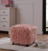 Heavy Shag Faux Sheepskin Cube Stool- Pink Stools/Benches Derrys 