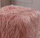 Heavy Shag Faux Sheepskin Cube Stool- Pink Stools/Benches Derrys 