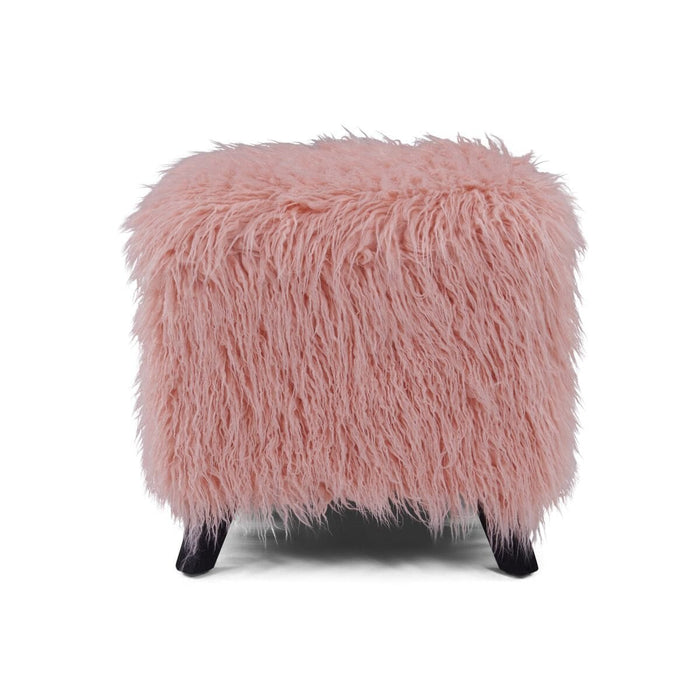 Heavy Shag Faux Sheepskin Cube Stool- Pink Stools/Benches Derrys 