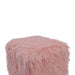 Heavy Shag Faux Sheepskin Cube Stool- Pink Stools/Benches Derrys 