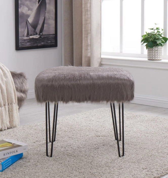 Faux Sheepskin Dressing Table Stool-Grey Stools/Benches Derrys 