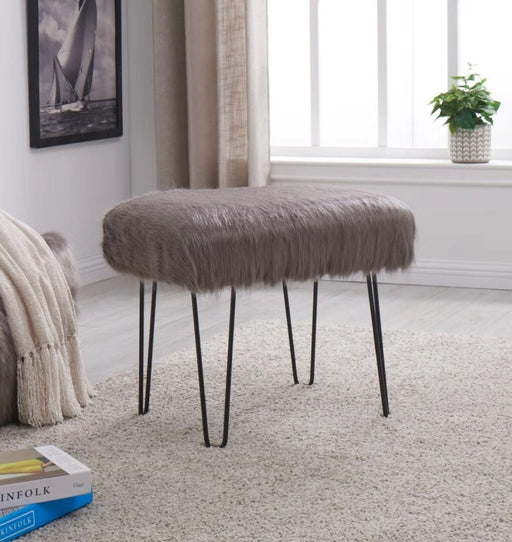 Faux Sheepskin Dressing Table Stool-Grey Stools/Benches Derrys 