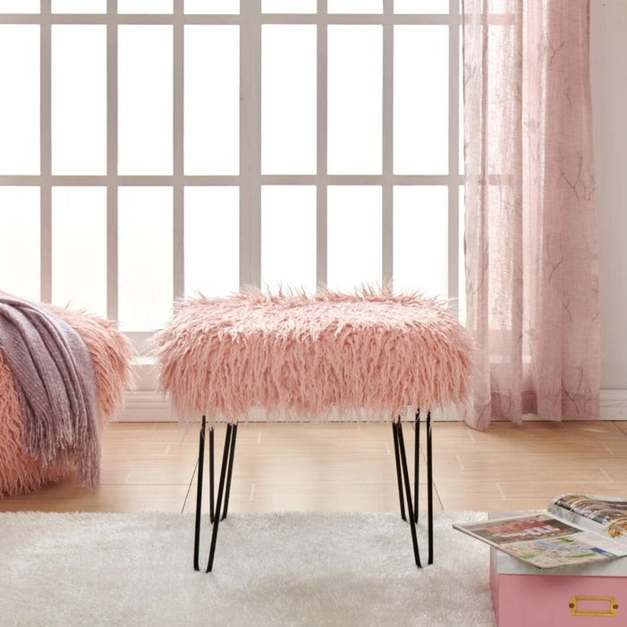 Faux Sheepskin Dressing Table Stool-Pink Stools/Benches Derrys 