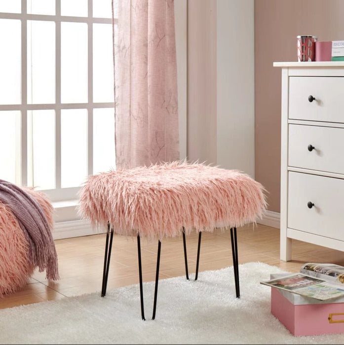 Faux Sheepskin Dressing Table Stool-Pink Stools/Benches Derrys 