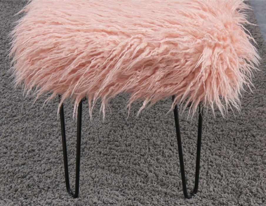 Faux Sheepskin Dressing Table Stool-Pink Stools/Benches Derrys 