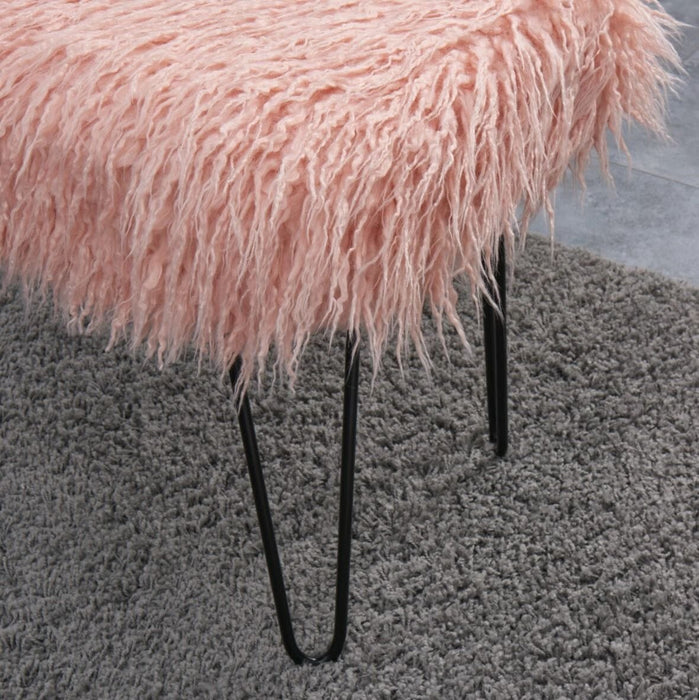 Faux Sheepskin Dressing Table Stool-Pink Stools/Benches Derrys 