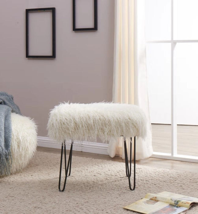 Faux Sheepskin Dressing Table Stool-White Stools/Benches Derrys 