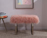 Heavy Shag Faux Sheepskin Bench-Pink Stools/Benches Derrys 