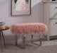 Heavy Shag Faux Sheepskin Bench-Pink Stools/Benches Derrys 