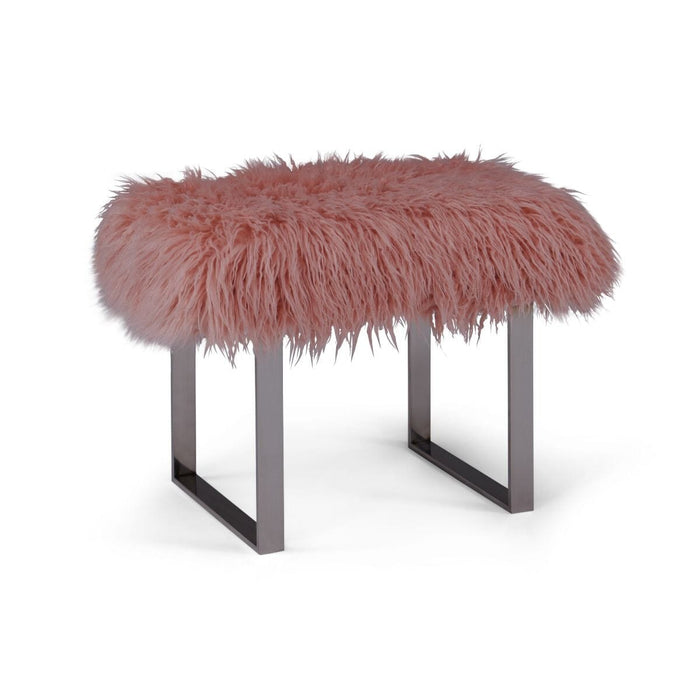 Heavy Shag Faux Sheepskin Bench-Pink Stools/Benches Derrys 