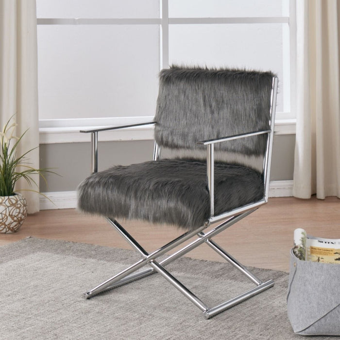 Faux Sheepskin Directors Chair-Grey Chairs Derrys 