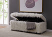 Heavy Shag Faux Sheepskin Ottoman-White Stools/Benches Derrys 