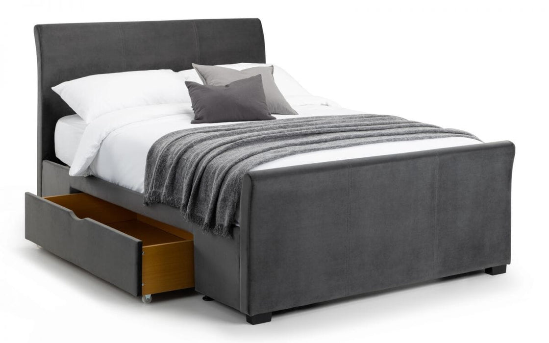 Capri 180Cm Bed Frame In Dark Grey Velvet Bed Frames Julian Bowen V2 