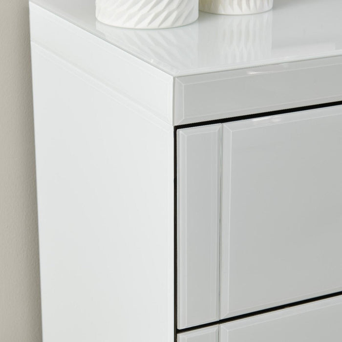 Hollywood 2 Drawer End Table-White Bedside Tables Derrys 