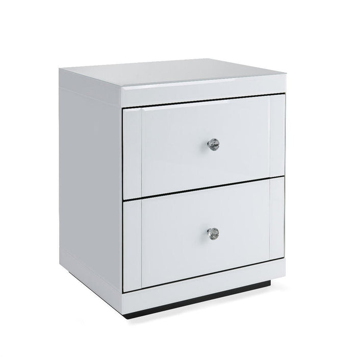 Hollywood 2 Drawer End Table-White Bedside Tables Derrys 