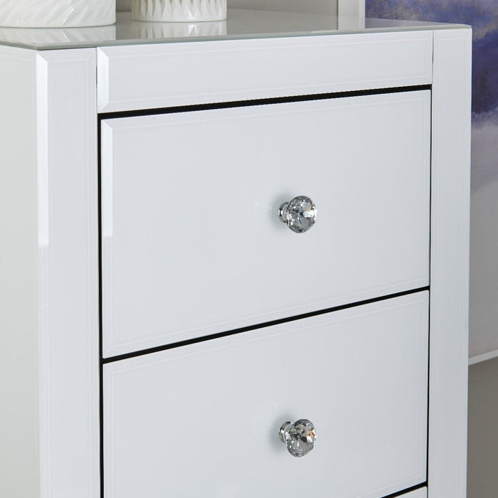 Hollywood 5 Drawer Tallboy-White Chest of Drawers Derrys 