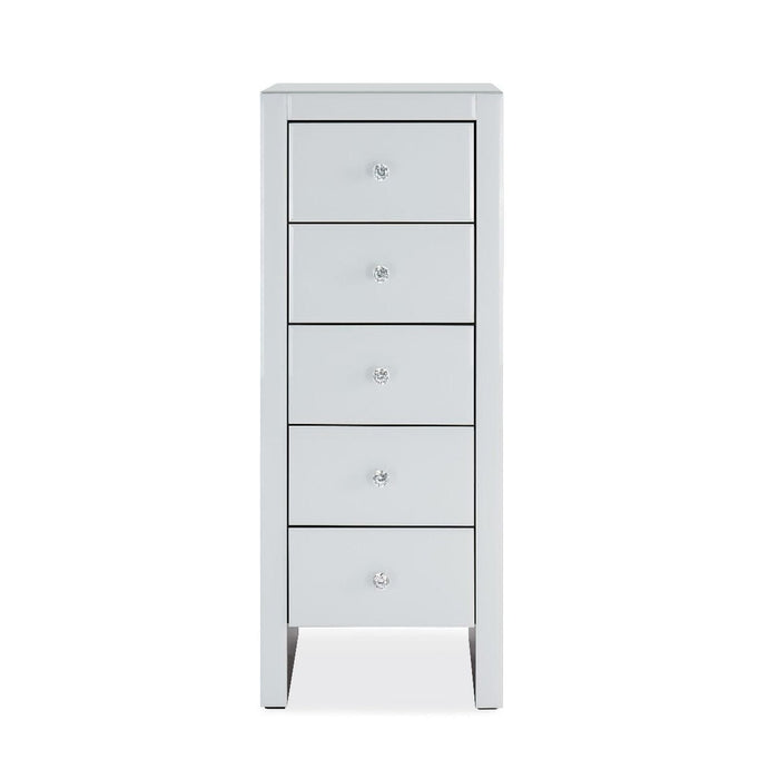 Hollywood 5 Drawer Tallboy-White Chest of Drawers Derrys 