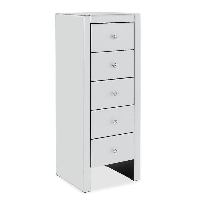 Hollywood 5 Drawer Tallboy-White Chest of Drawers Derrys 