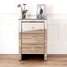 Hollywood 3 Drawer Side Table - Glass Bedside Tables Derrys 