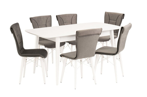 Fara Extending Dining Table White + 6 Chairs Charcoal *special* Extending Dining Table Derrys 