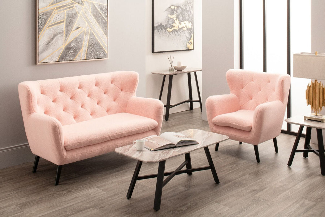 Yak 2 Seater Sofa - Short Faux Sheepskin - Pink Sofas Derrys 