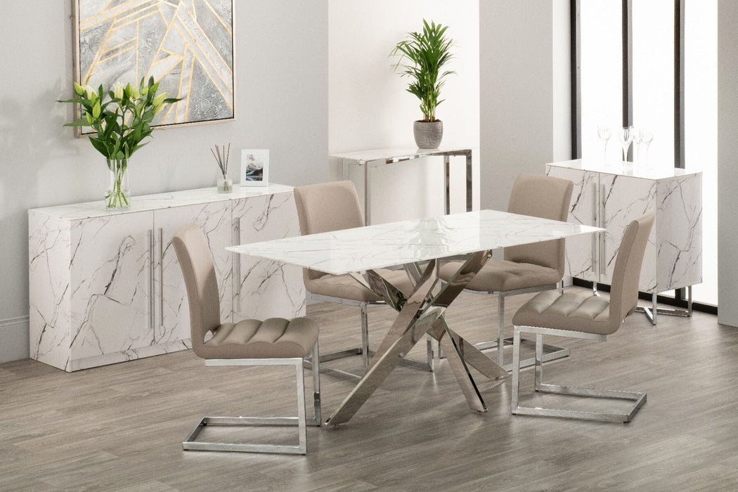 Arlo Dining Table + 4 Chairs - Taupe Dining Sets Derrys 