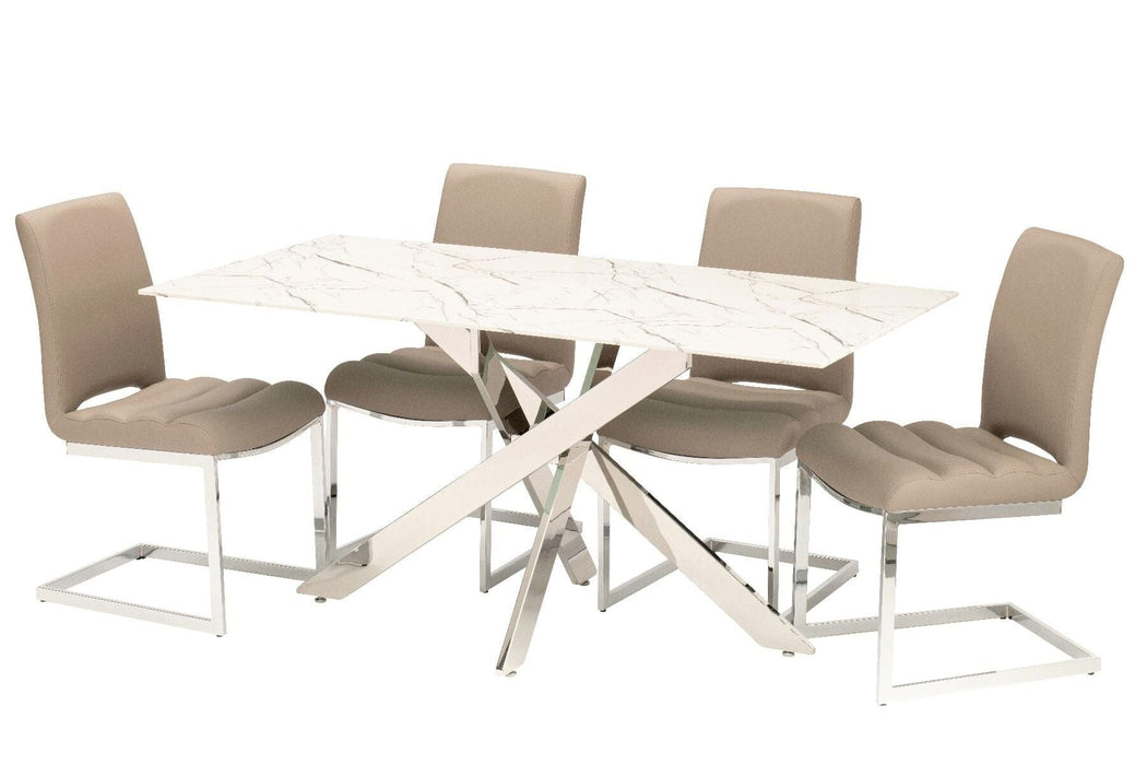 Arlo Dining Table + 6 Chairs - Taupe Dining Set Derrys 