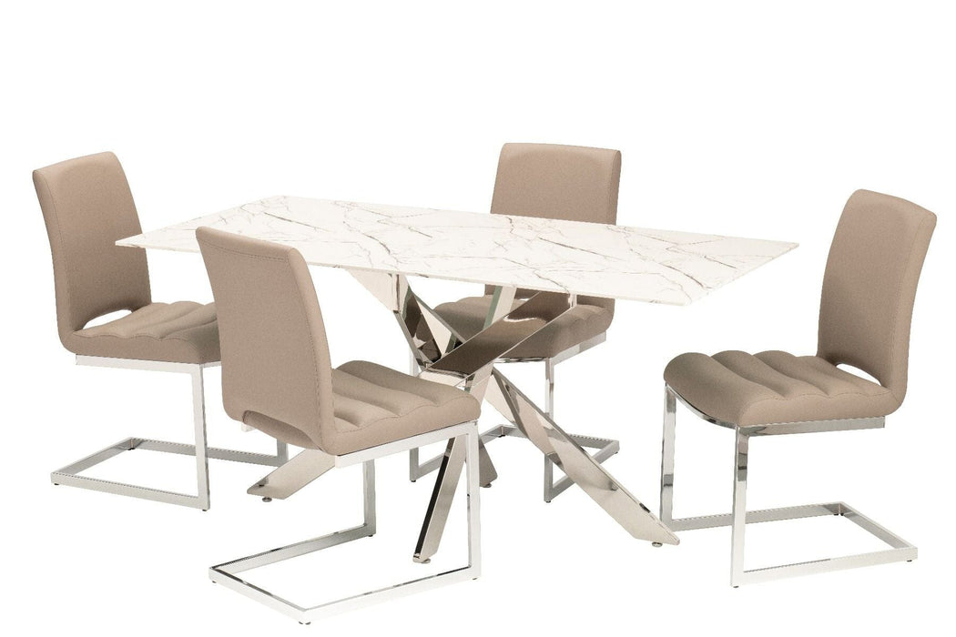 Arlo Dining Table + 4 Chairs - Taupe Dining Sets Derrys 