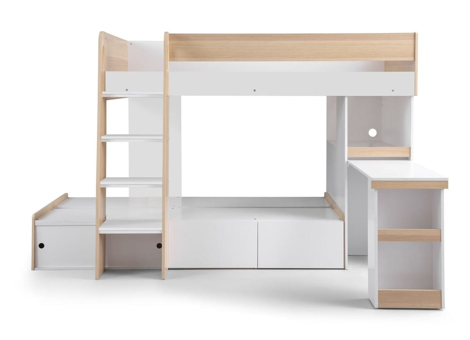 Eclipse Bunk Bed - Scandinavian Oak & White Bunk Beds Julian Bowen V2 