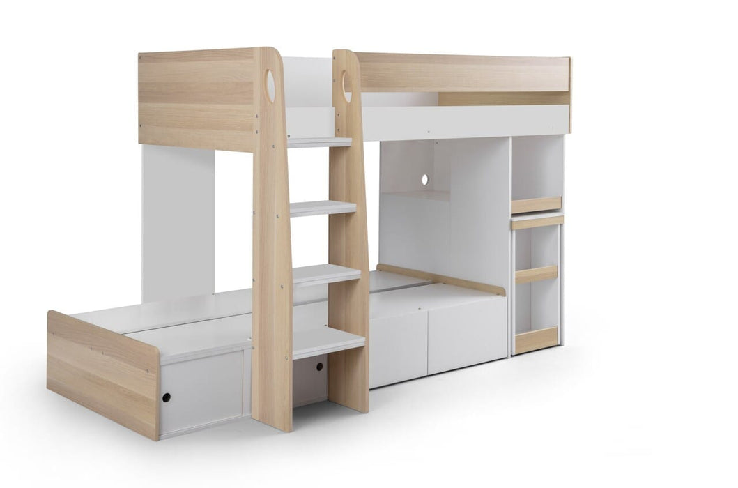 Eclipse Bunk Bed - Scandinavian Oak & White Bunk Beds Julian Bowen V2 