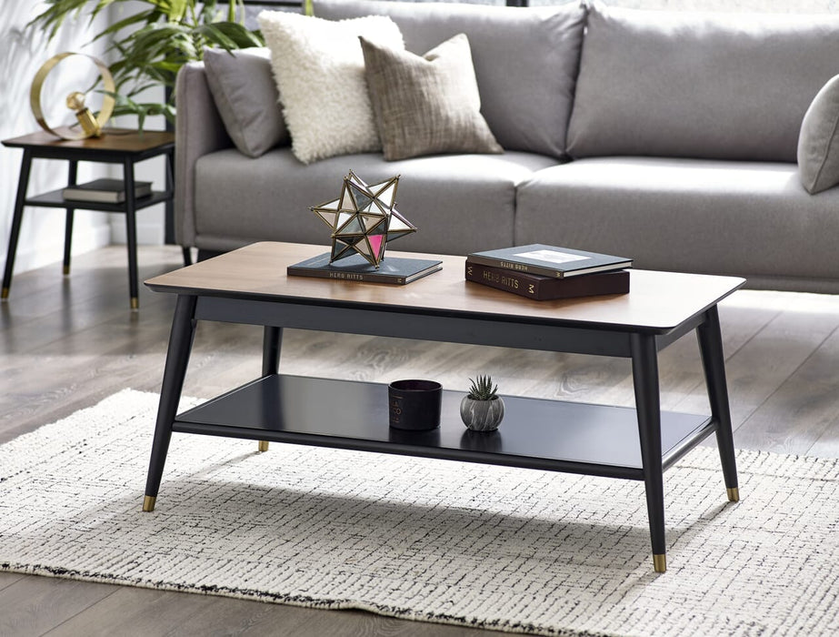 FINDLAY COFFEE TABLE WITH SHELF - WALNUT & BLACK Coffee Table Julian Bowen V2 