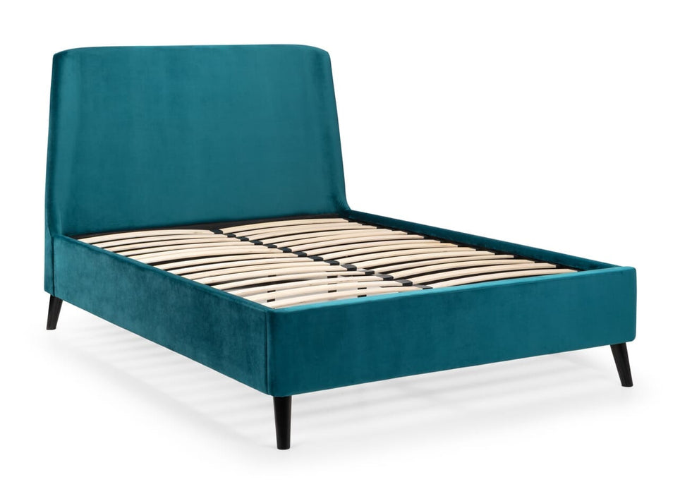 Frida Curved Velvet Bed Frame 150Cm - Teal Bed frames Julian Bowen V2 