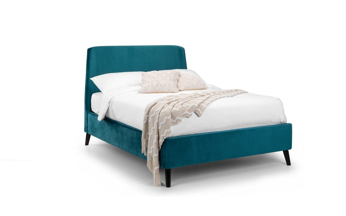 Frida Curved Velvet Bed Frame 135Cm - Teal Bed frames Julian Bowen V2 