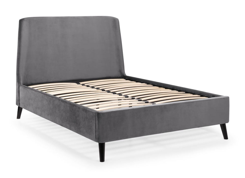 Frida Curved Velvet Bed Frame 135Cm - Grey Bed frames Julian Bowen V2 