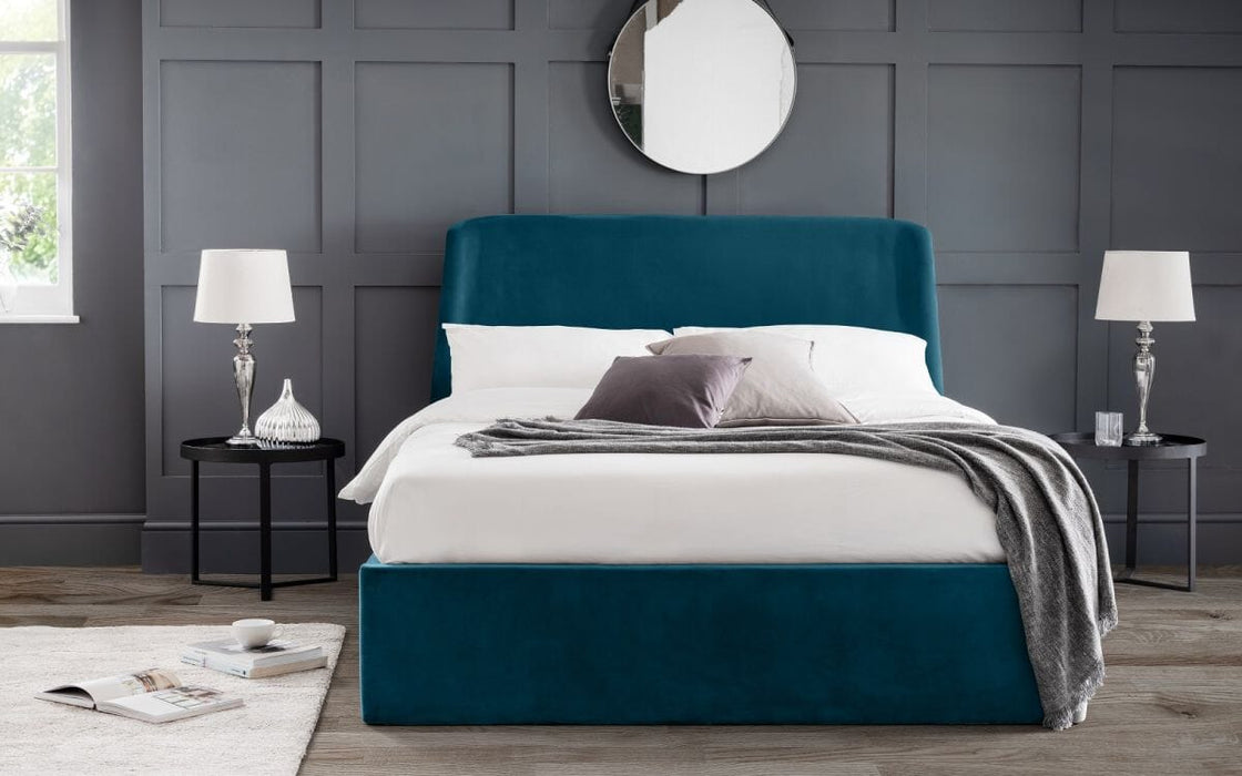 FRIDA CURVED VELVET BED 150CM - TEAL Bed frames Home Centre Direct 