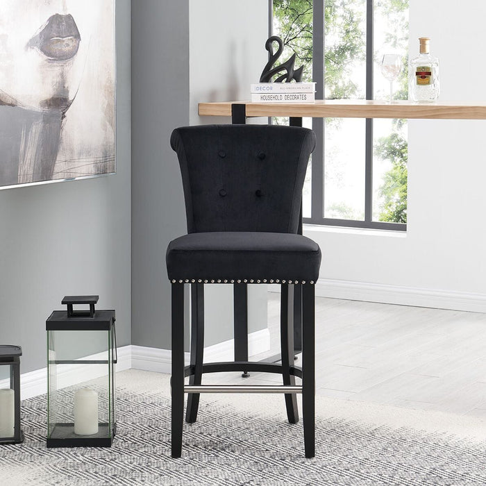 Knocker Back Breakfast Bar Stool - Black Velvet Breakfast Barstools Derrys 