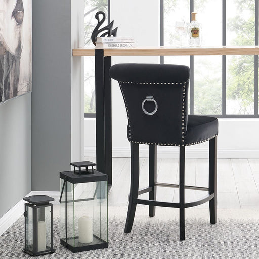 Knocker Back Breakfast Bar Stool - Black Velvet Breakfast Barstools Derrys 